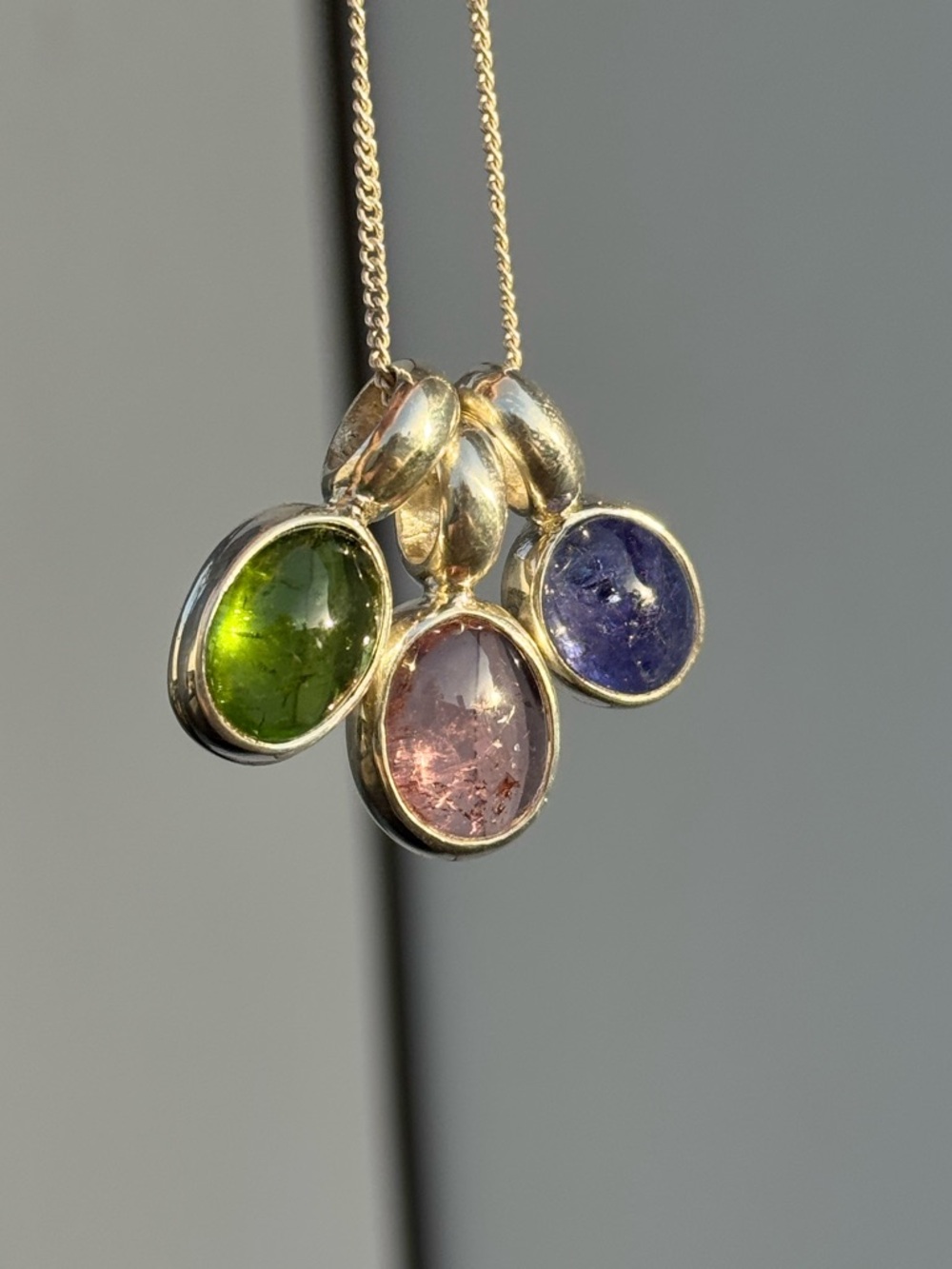 Tourmaline, Peridot, Tanzanite, Sterling Silver Necklace Charms